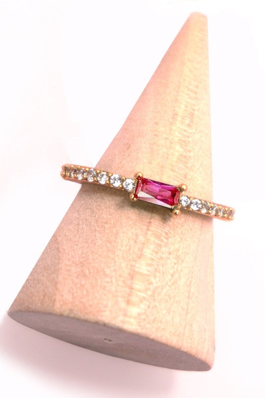 Baguettes ring (Fuchsia)
