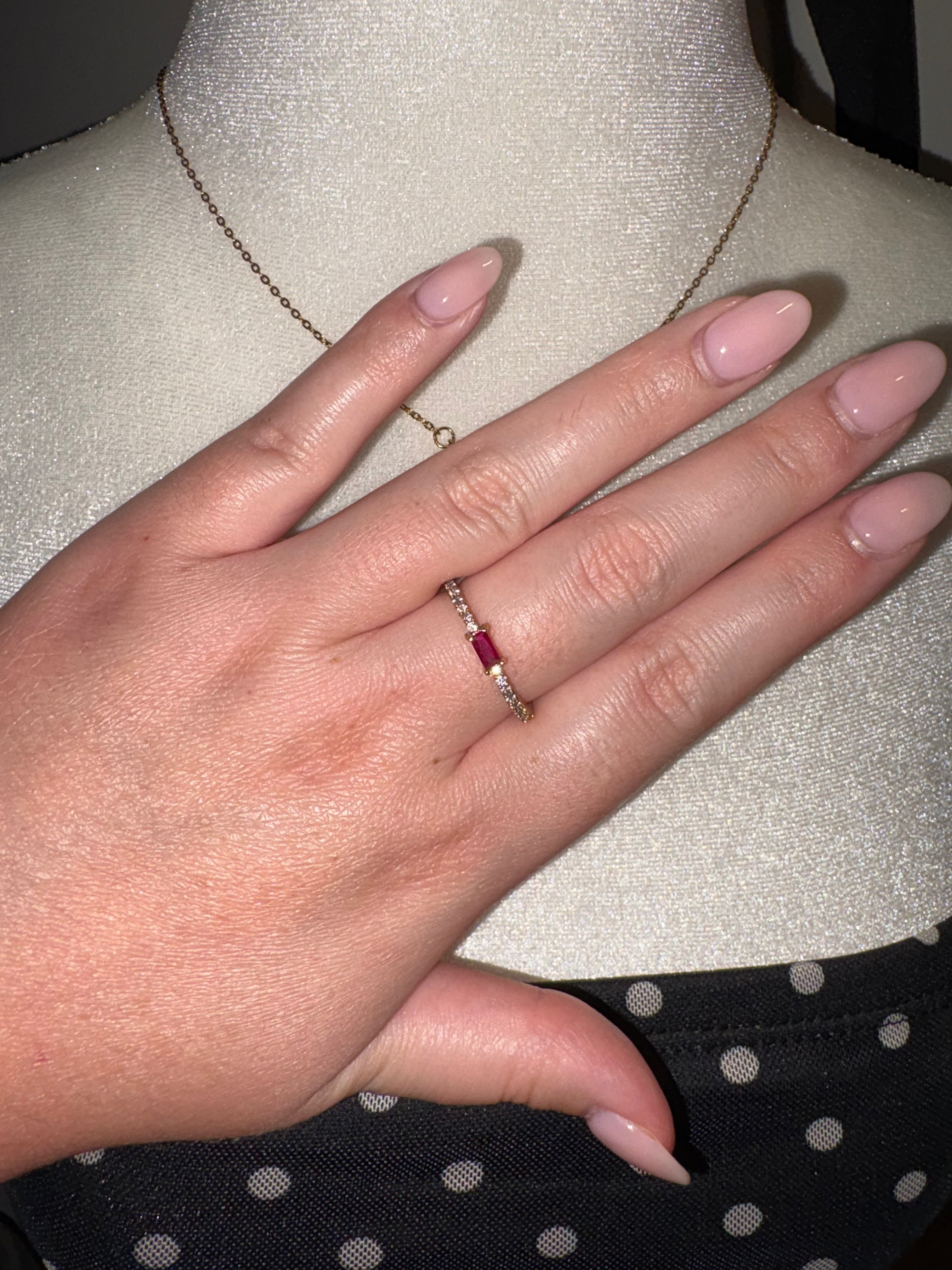 Baguettes ring (Fuchsia)