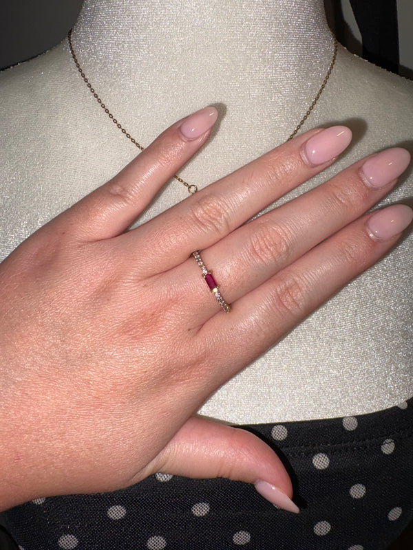 Baguettes ring (Fuchsia)